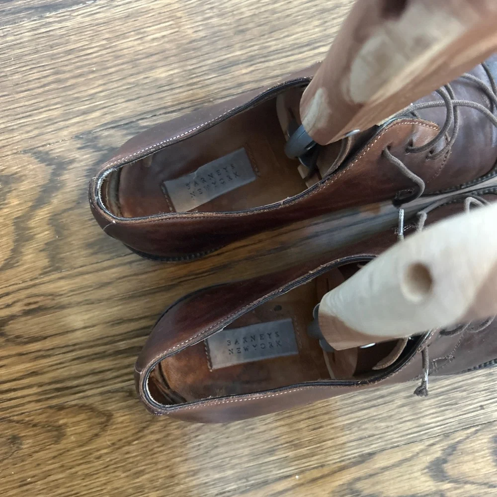 Barneys Brown Oxford Leather Dress Shoes Size 11